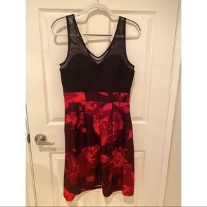 Red and black cocktail dress